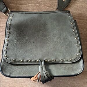 Elegant Olive Crossbody Bag with Tassel